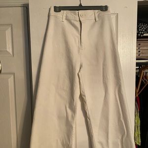 Zara Wide Leg White Denim Pants Size 6 BNWT